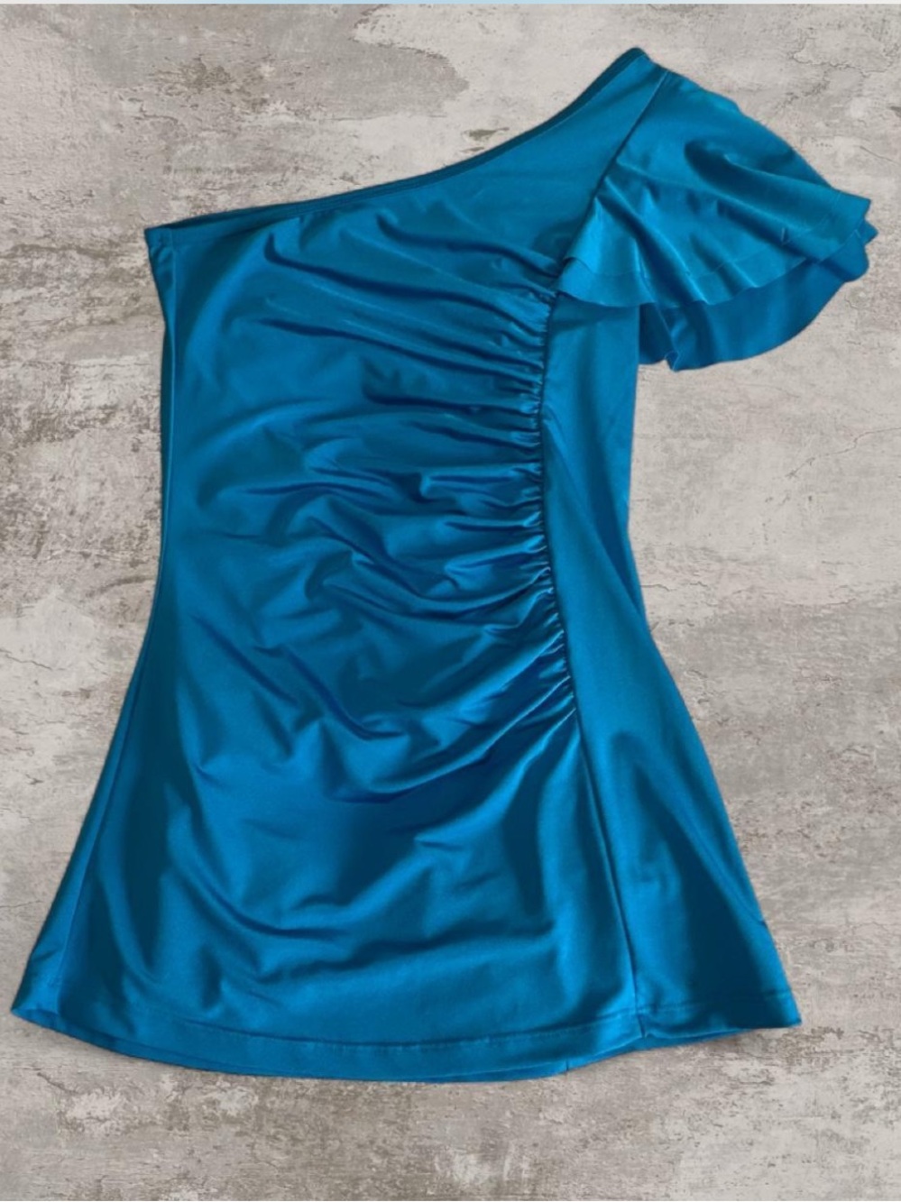 Y2K Vintage R by Rumors Turquoise One Shoulder Top ✦